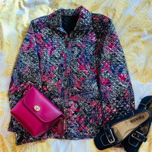 Metallic Quilted Paisley Pink Purple Chicos Jacket